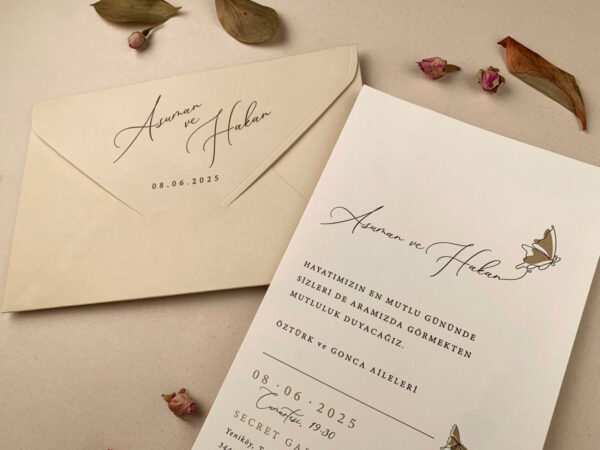 Invitatie de nunta eleganta cu fluture 12253 - imagine 3