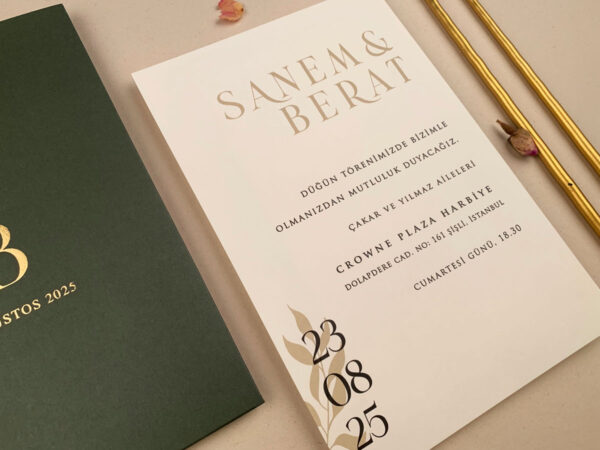 Invitatie de nunta eleganta cu frunze 12260 - imagine 2