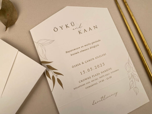 Invitatie de nunta eleganta cu frunze 12281 - imagine 2