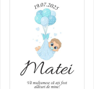 Eticheta botez baiat cu bebe model 04