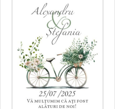 Eticheta florala cu tematica bicicleta model 35