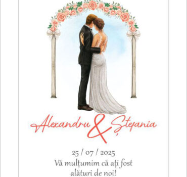 Eticheta florala cu tematica mire si mireasa model 34