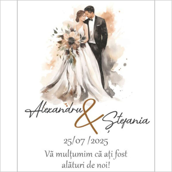 Eticheta cu tematica mire si mireasa model 40