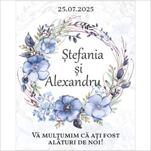 Eticheta florala pe albastru model 31