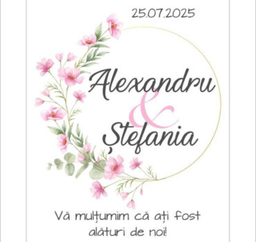 Eticheta florala cu flori roz model 22