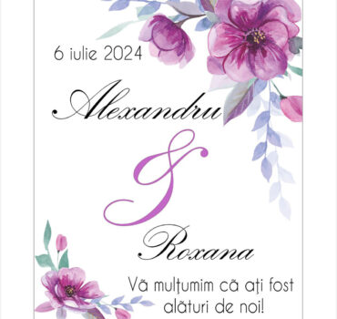 Eticheta florala cu trandafiri mov model 42.2