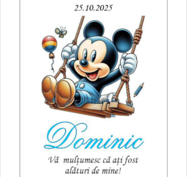 Eticheta botez baiat cu soricel fericit model 08