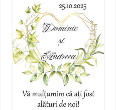 Eticheta florala cu frunze si inima model 04