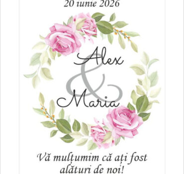 Eticheta florala cu trandafiri roz model 21