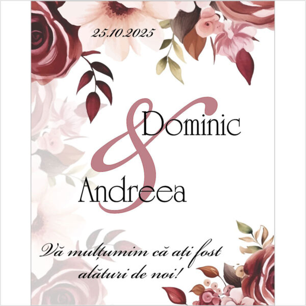 Eticheta florala cu flori visinii model 41.1