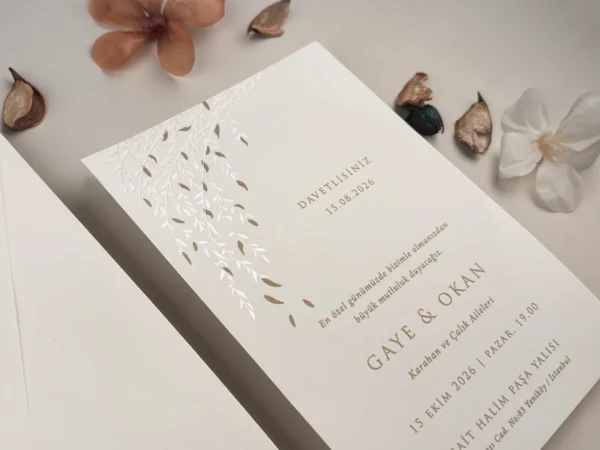 Invitatie de nunta cu frunze 13315 - imagine 2