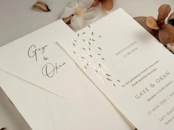Invitatie de nunta cu frunze 13315 - imagine 3