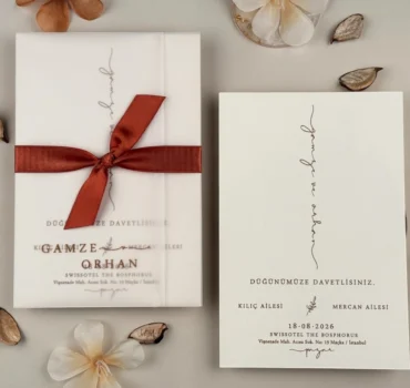 Invitatie de nunta eleganta cu funda 96932