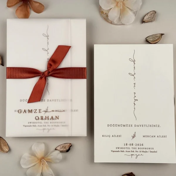 Invitatie de nunta eleganta cu funda 96932