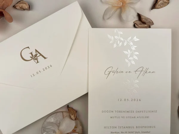 Invitatie de nunta eleganta cu frunze 13335 - imagine 2