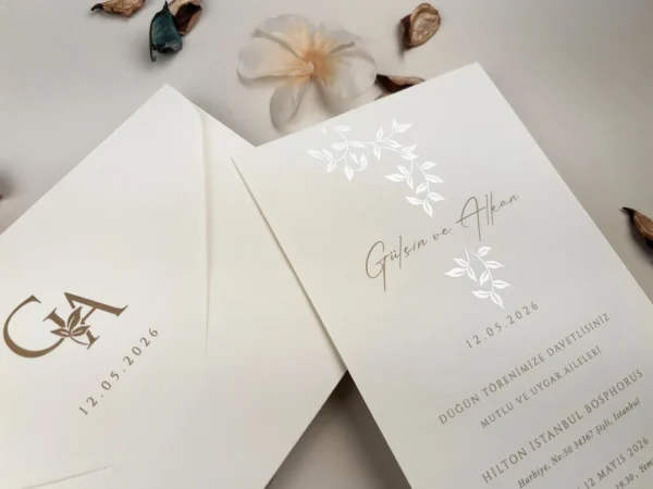 Invitatie de nunta eleganta cu frunze 13335 - imagine 3