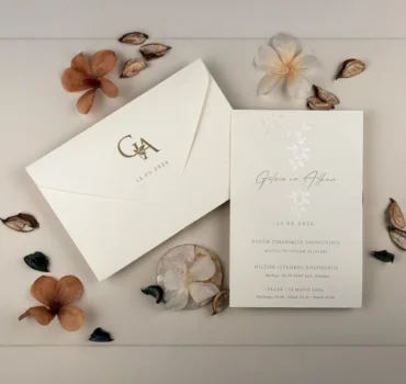 Invitatie de nunta eleganta cu frunze 13335