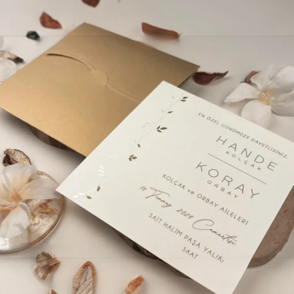 Invitatie de nunta moderna cu frunze 13311