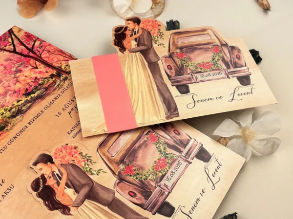 Invitatie de nunta mire-mireasa de toamna 63696 - imagine 4