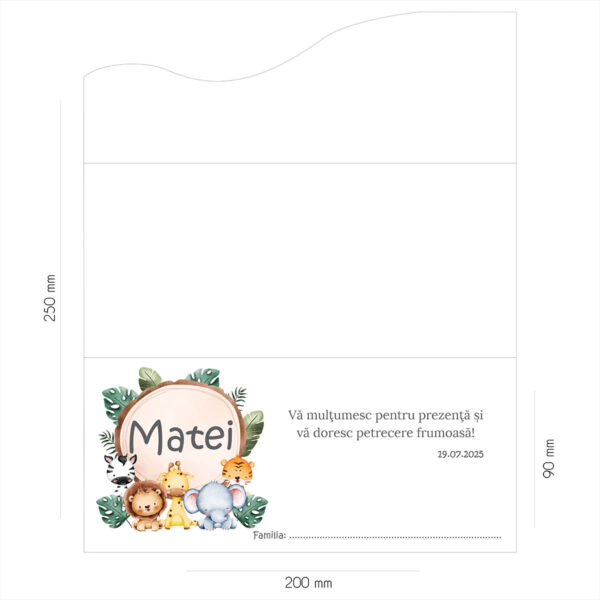 Plic de bani botez cu animalute 02 - imagine 2