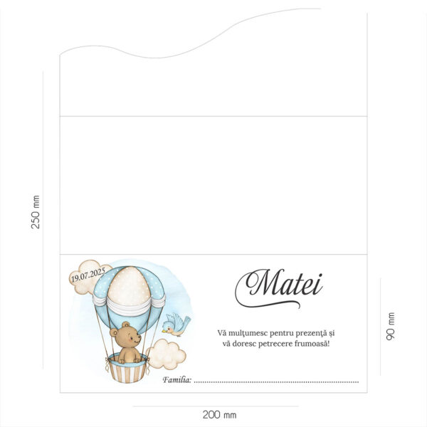 Plic de bani botez cu ursulet 03 - imagine 2