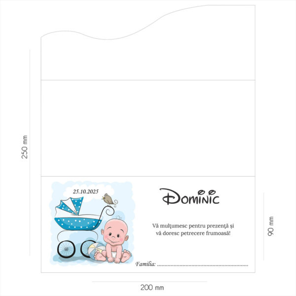 Plic de bani botez cu carucior 06 - imagine 2