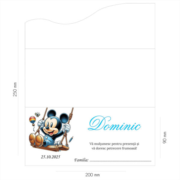 Plic de bani botez cu Mickey Mouse 08 - imagine 2