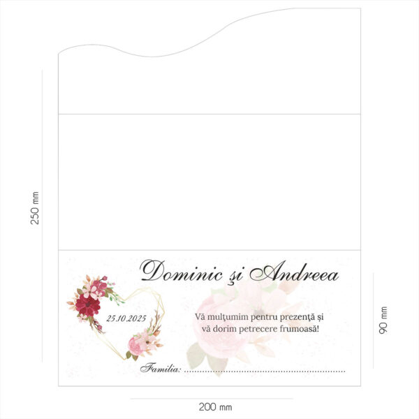 Plic de bani floral cu inima 01 - imagine 2