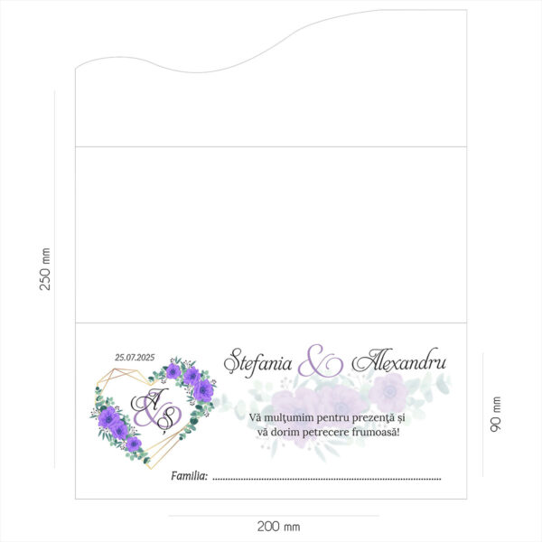Plic de bani floral cu inima 03 - imagine 2