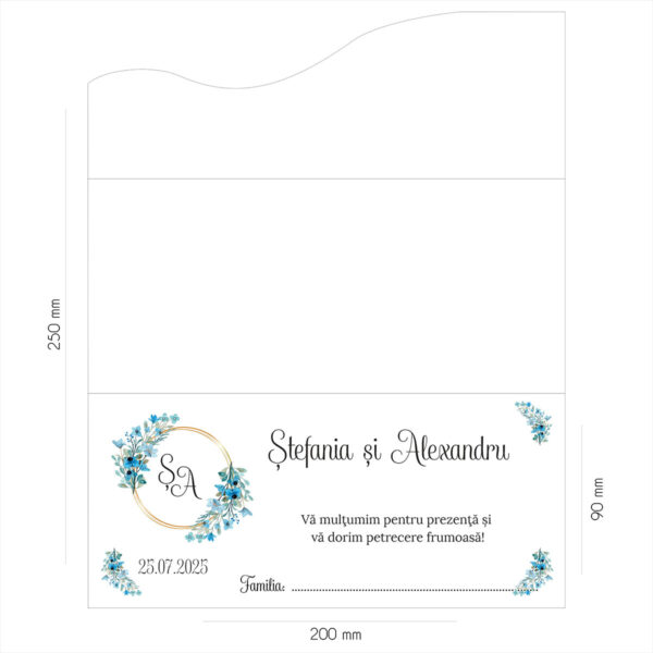 Plic de bani floral cu flori albastre 29 - imagine 2