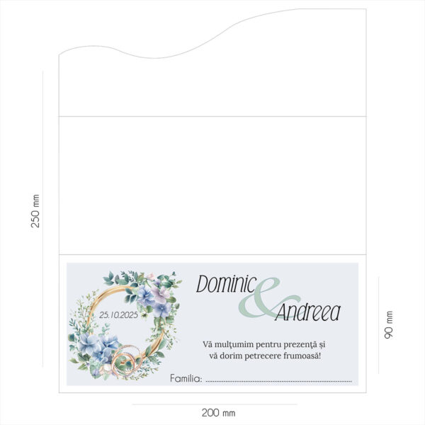 Plic de bani floral cu flori albastre 30 - imagine 2