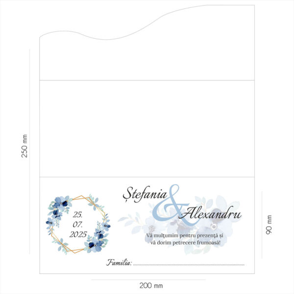 Plic de bani floral pe albastru 33 - imagine 2