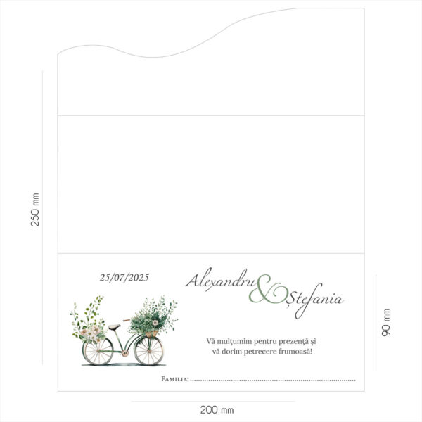 Plic de bani floral cu bicicleta 35 - imagine 2