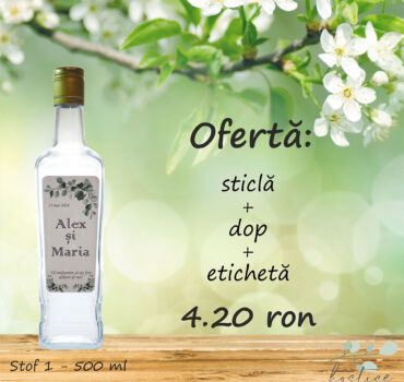 Sticla marturie nunta 500 ml Stof 1