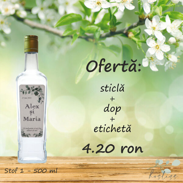 Sticla marturie nunta 500 ml Stof 1