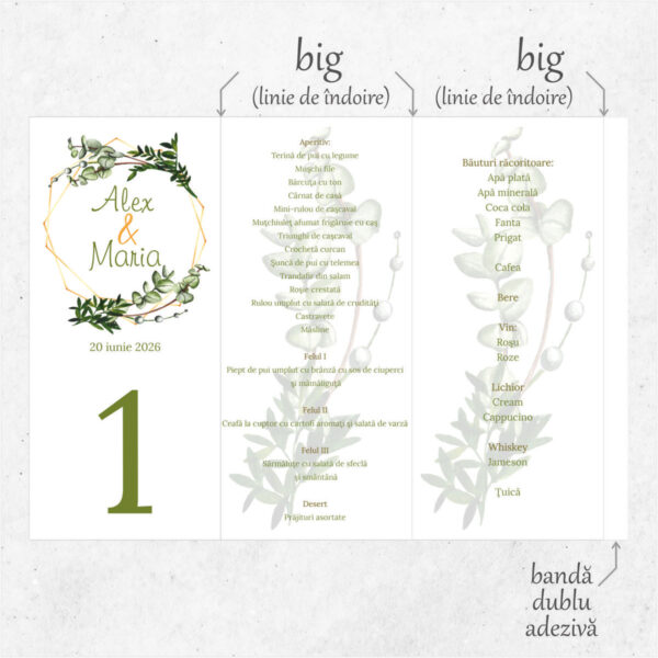 Meniu triunghi floral cu frunze model 11 - imagine 2