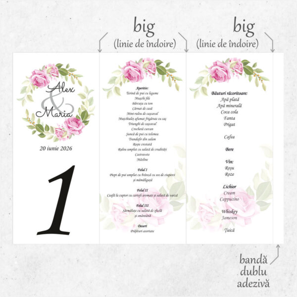 Meniu triunghi floral cu trandafiri model 21 - imagine 2