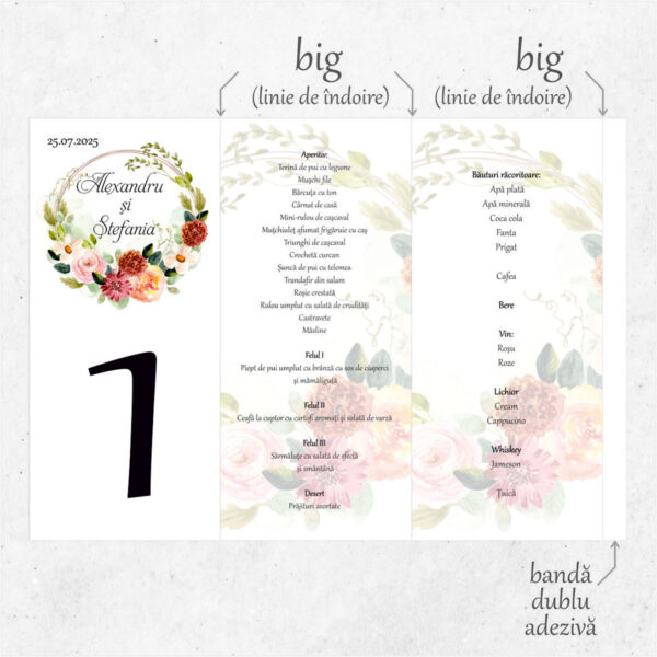 Meniu triunghi floral buchet model 24 - imagine 2