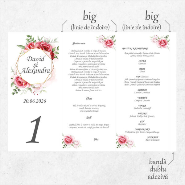 Meniu triunghi floral cu trandafiri model 27 - imagine 2