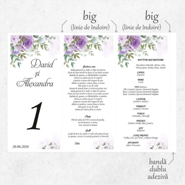 Meniu triunghi floral cu trandafiri model 42 - imagine 2