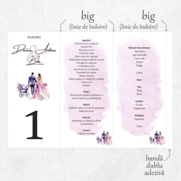 Meniu triunghi nunta si botez model 53 - imagine 2