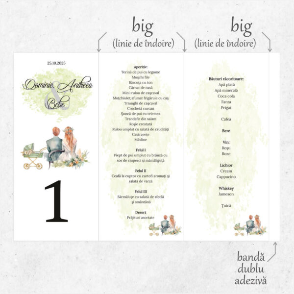 Meniu triunghi nunta si botez model 54 - imagine 2