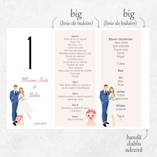 Meniu triunghi nunta si botez model 57 - imagine 2