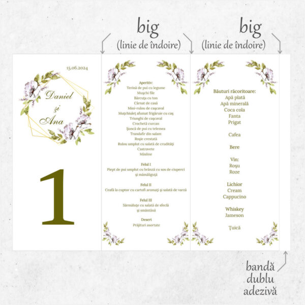 Meniu triunghi floral cu chenare model 09 - imagine 2