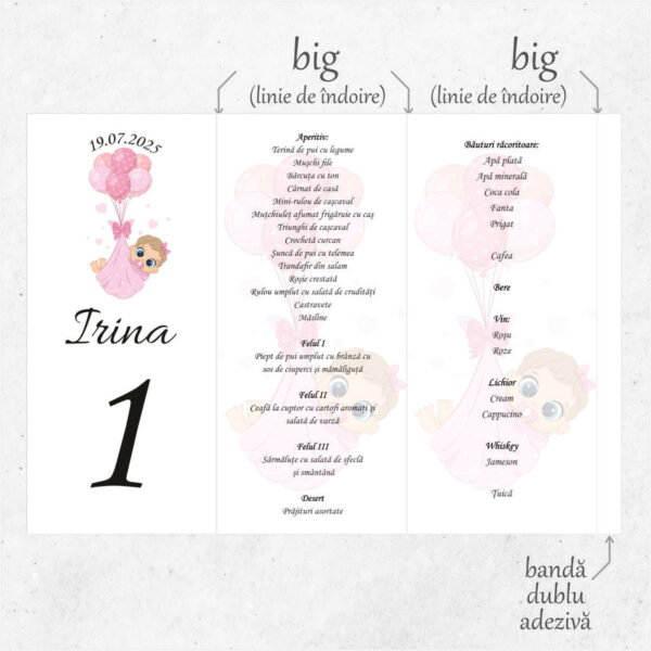 Meniu triunghi botez cu fetita model 14 - imagine 2