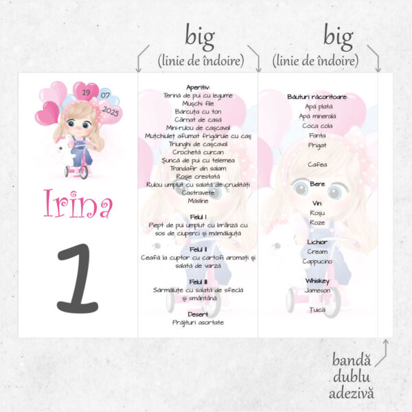 Meniu triunghi botez cu fetita model 15 - imagine 2