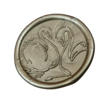 Sigiliu de ceara auriu cu doua lebede