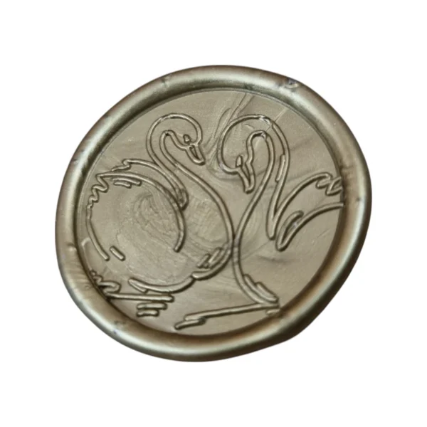 Sigiliu de ceara auriu cu doua lebede