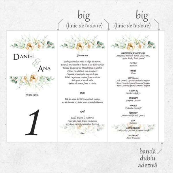 Meniu triunghi floral cu trandafiri model 10 - imagine 2