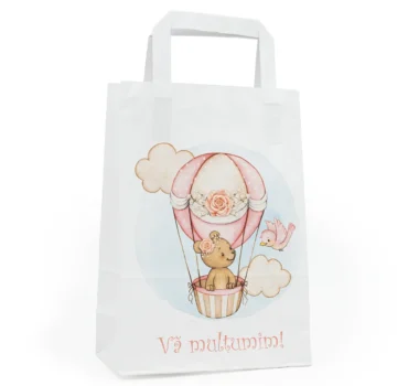 Punga botez cu ursulet fetita PM305